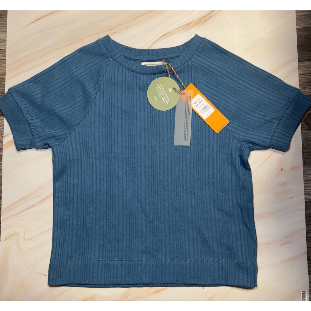 THE SUNDAY COLLECTIVE Ribbed Raglan T-Shirt, Midnight - Picture 5 of 5